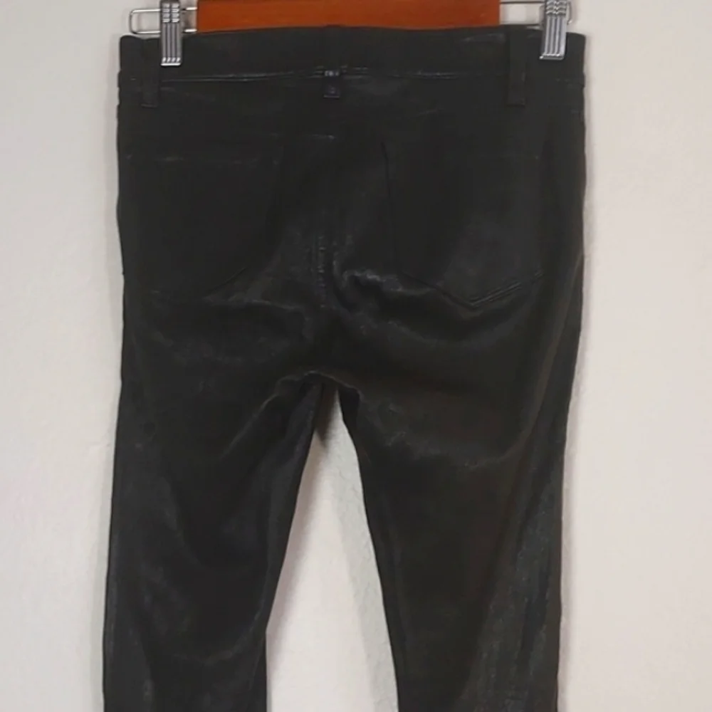 J Brand Lamb Leather Leggings Stretch Zipper Ankle Mid Rise L8001 Black Size 26